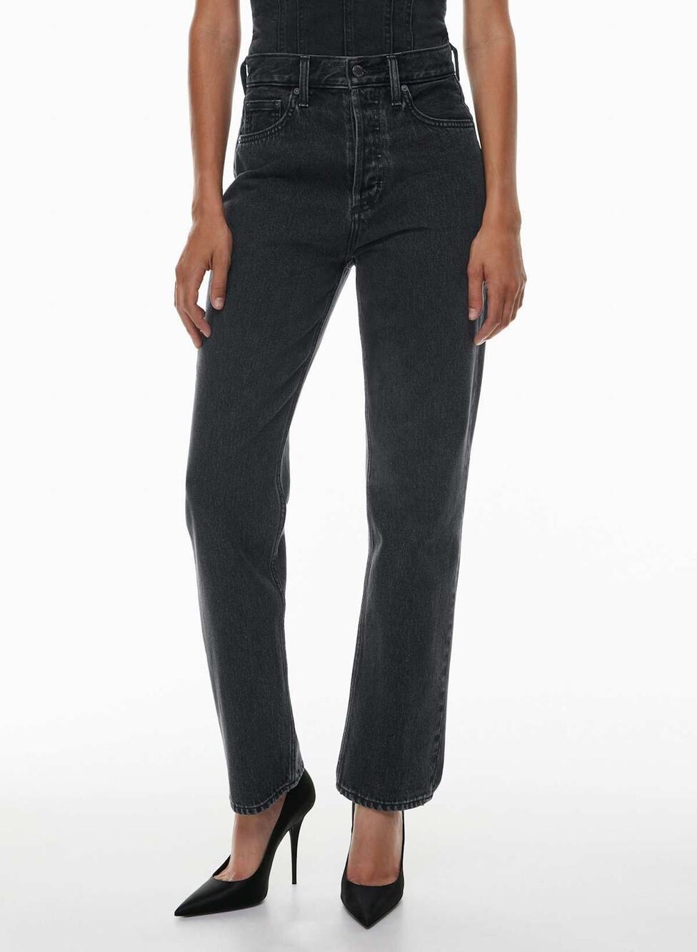 Denim Forum The Joni High Rise Loose Jean 27 Black